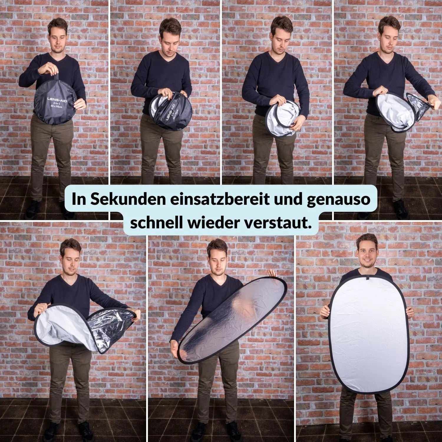 2-in-1 Faltreflektor (60x90cm) mit Tasche fürs Fotostudio & Outdoor - Kamera Foto > Fotostudio-Ausrüstung Lichtzubehör
