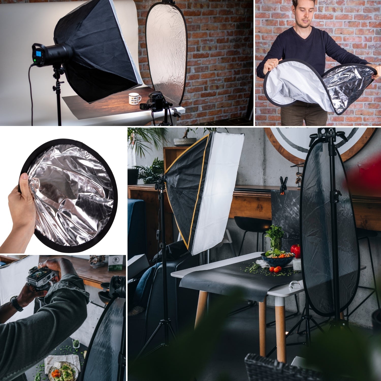2-in-1 Faltreflektor (60x90cm) mit Tasche fürs Fotostudio & Outdoor - Kamera & Foto > Fotostudio-Ausrüstung >