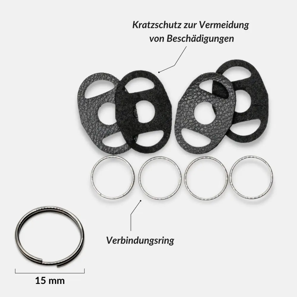 2 Paar Gurt-Verbindungsringe (rund) mit Kratzschutz