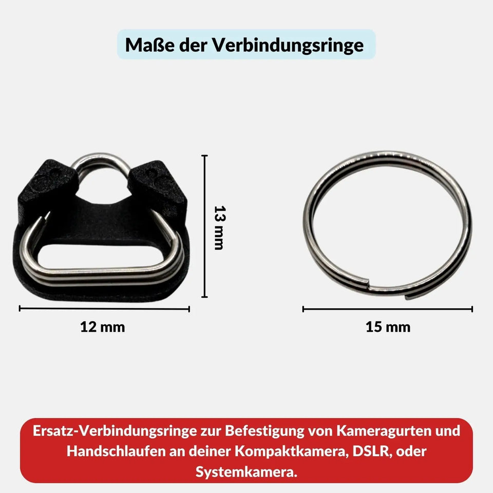 Kameragurt-Verbindungsringe rund 2 Paar mit Kratzschutz