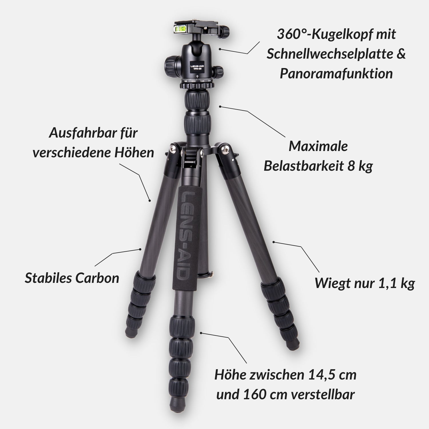 Carbon-Stativ + Auslegearm für die Studiofotografie