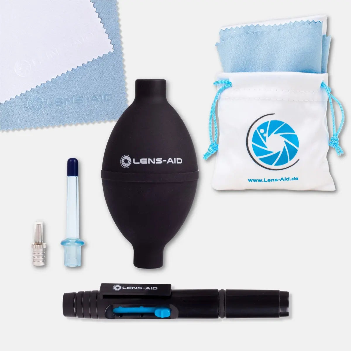 3er-Set: Blasebalg Lens-Pen und Mikrofasertücher - Kamera & Foto > Kamerazubehör > Kamerareinigung > Reinigungssets