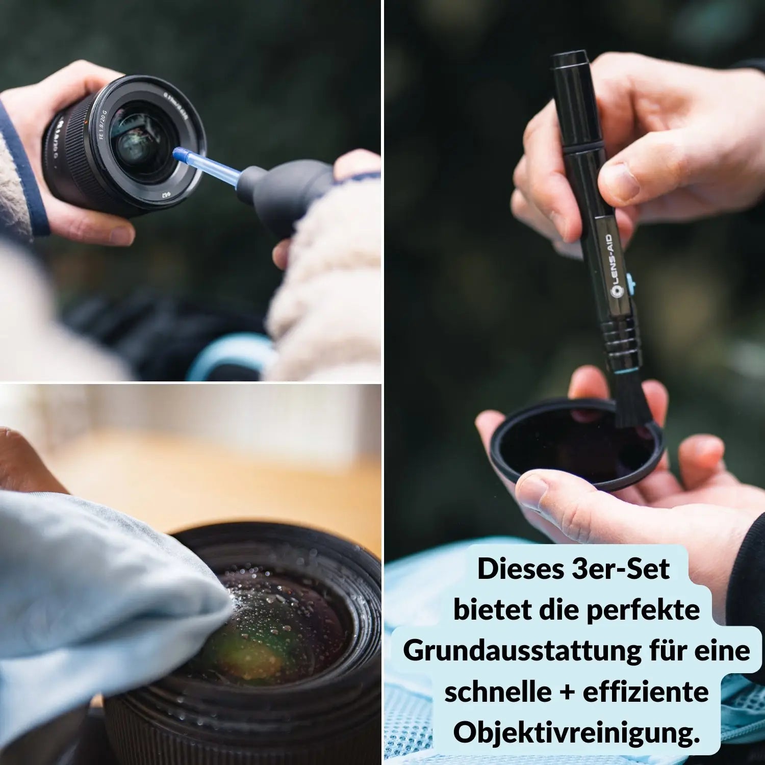 Kamera Reinigungsset 3er-Set mit Reinigungsstift & Mikrofasertüchern - Foto > Kamerazubehör Kamerareinigung