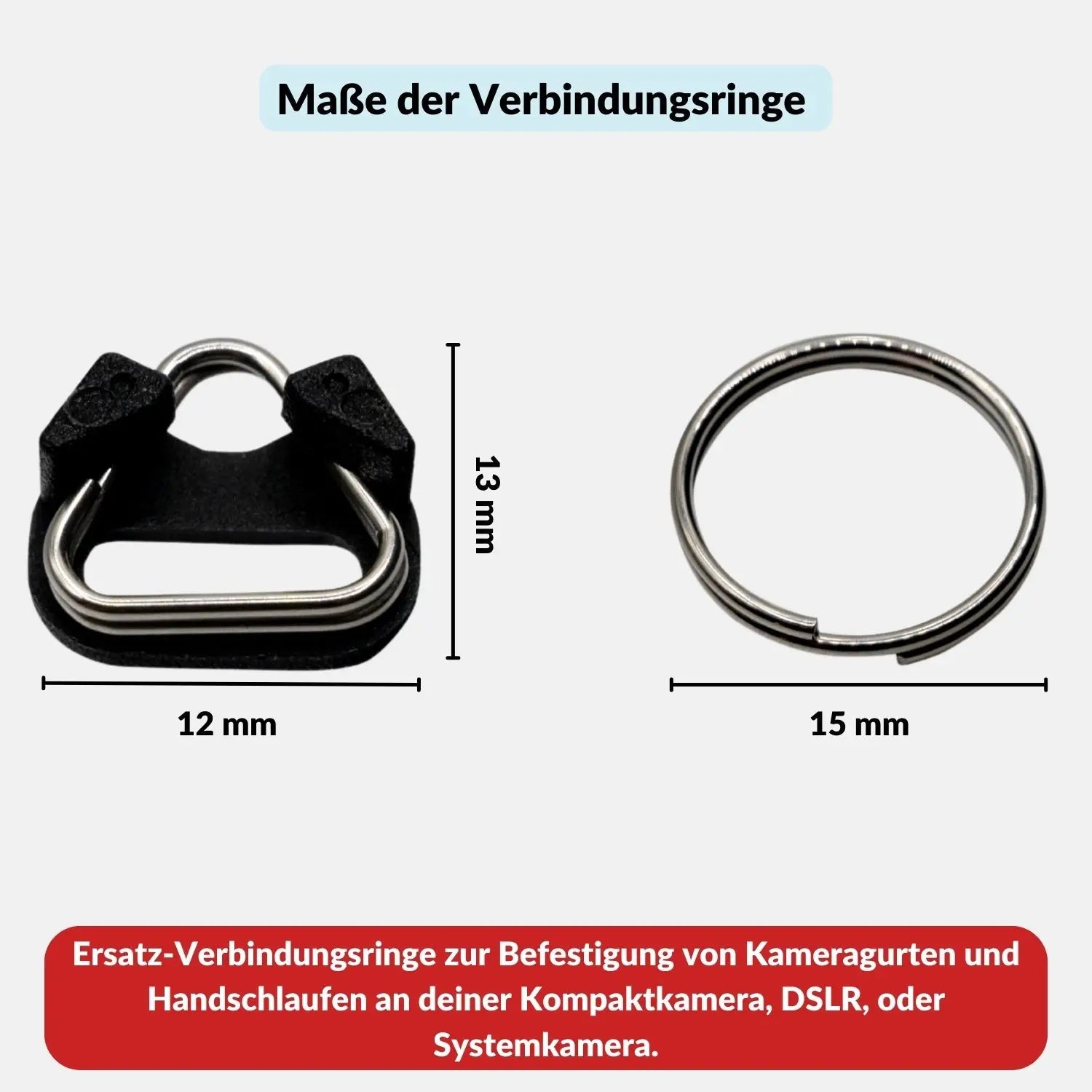 Kameragurt Verbindungsringe dreieckig 4er-Set für Gurte & Schlaufen