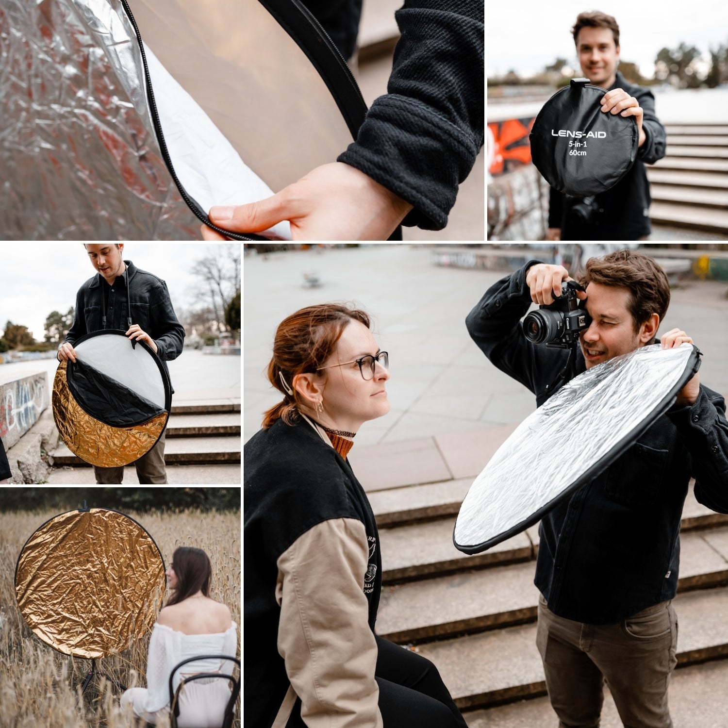 5-in-1-Faltreflektor für Porträtfotografie Produktfotos uvm. - Kamera & Foto > Fotostudio-Ausrüstung > Lichtzubehör >