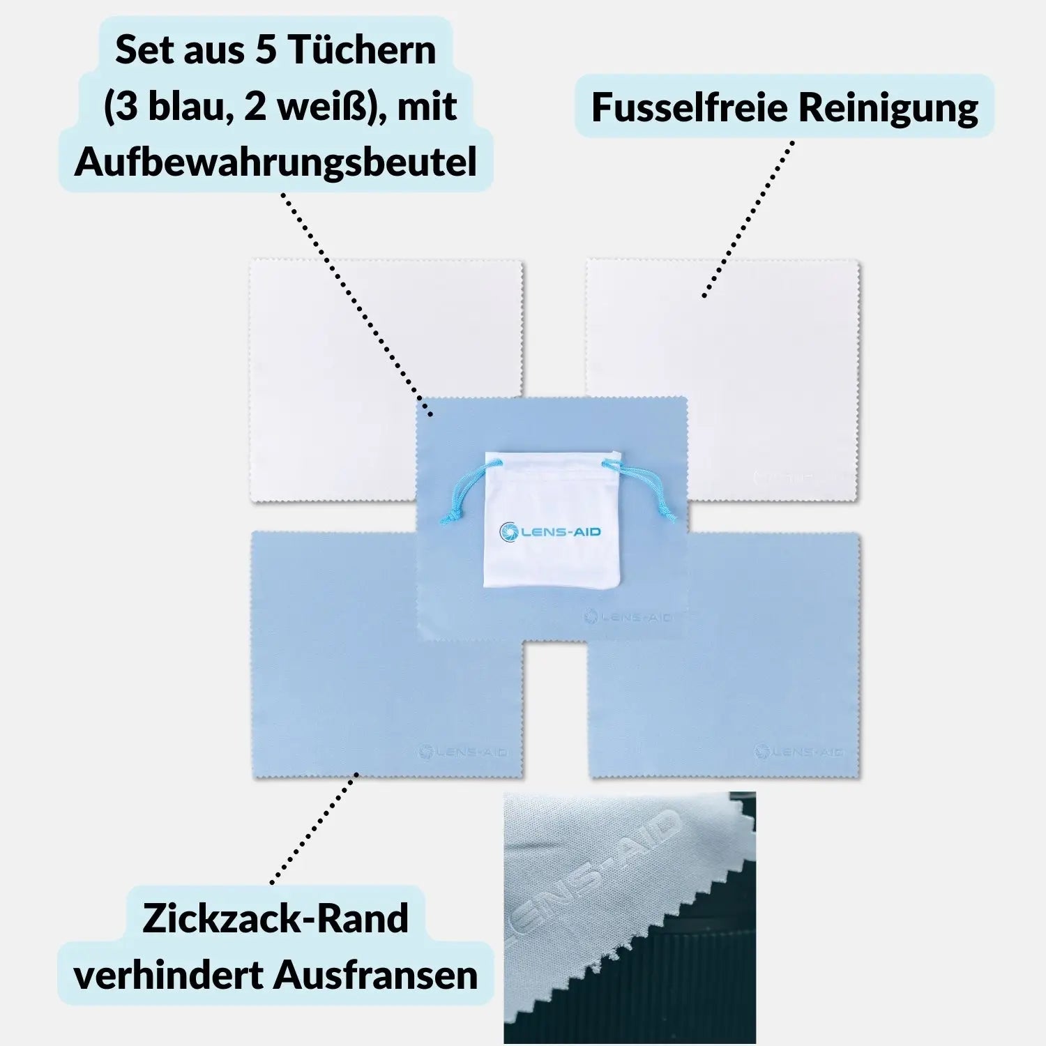 Microvezel reinigingsdoekjes, 5 stuks met opbergtas - Camera & Foto > Camera-accessoires Camerareiniging