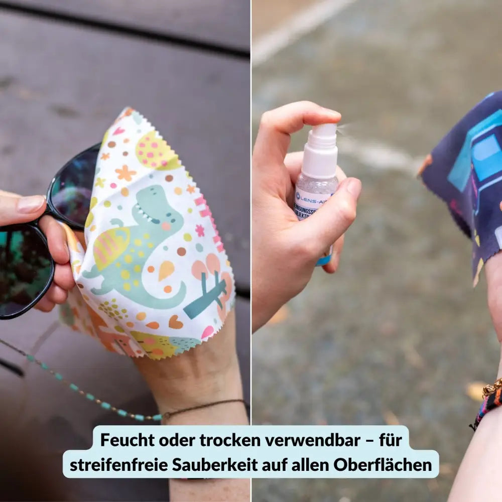 5er-Set Mikrofasertücher verschiedene Motive – fusselfrei & waschbar - Kamera & Foto > Kamerazubehör > Kamerareinigung