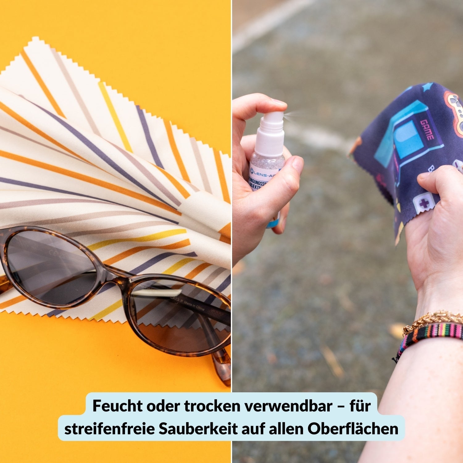 5er-Set Mikrofasertücher verschiedene Motive – fusselfrei & waschbar - Kamera & Foto > Kamerazubehör > Kamerareinigung