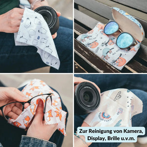 5er-Set Mikrofasertücher verschiedene Motive – fusselfrei & waschbar - Kamera Foto > Kamerazubehör Kamerareinigung