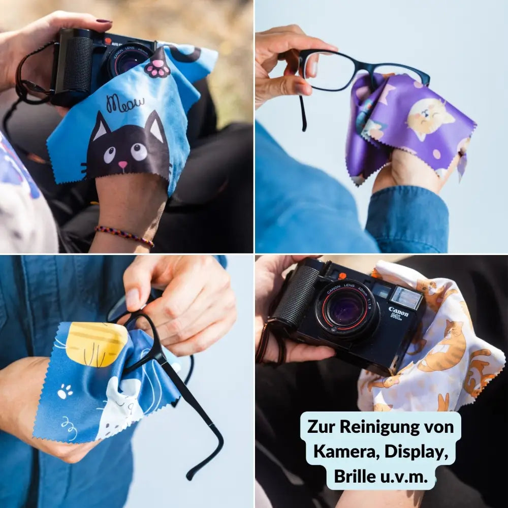 5er-Set Mikrofasertücher verschiedene Motive – fusselfrei & waschbar - Kamera & Foto > Kamerazubehör > Kamerareinigung