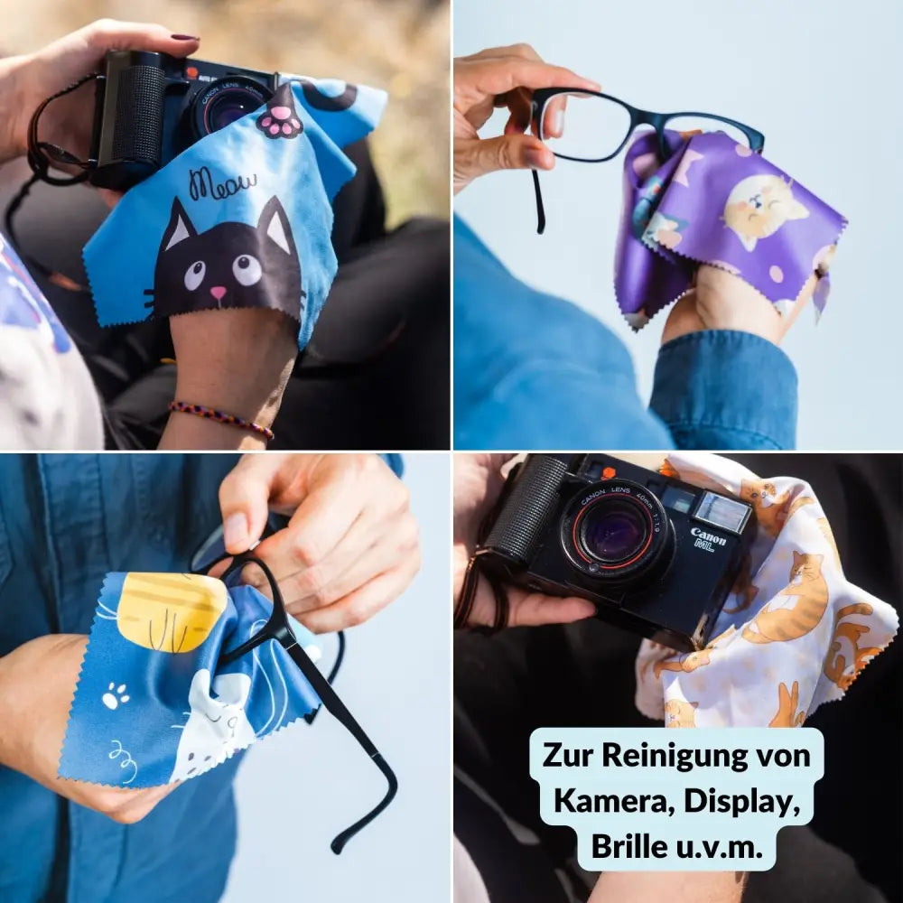 5er-Set Mikrofasertücher verschiedene Motive – fusselfrei & waschbar - Kamera & Foto > Kamerazubehör > Kamerareinigung