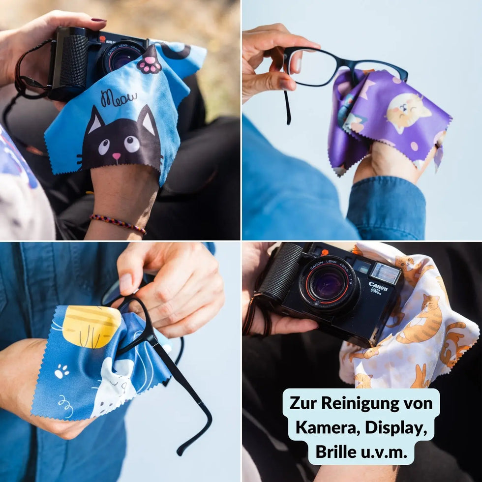 5er-Set Mikrofasertücher verschiedene Motive – fusselfrei & waschbar - Kamera Foto > Kamerazubehör Kamerareinigung