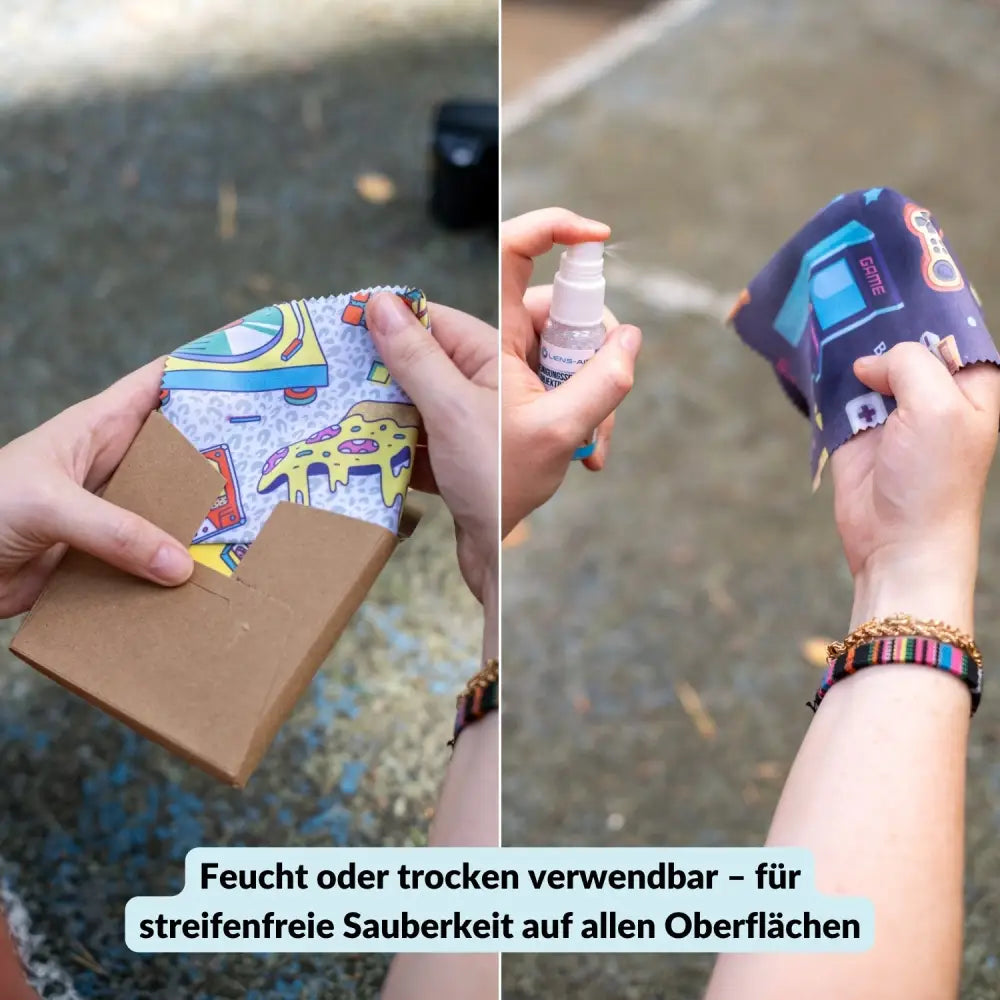 5er-Set Mikrofasertücher verschiedene Motive – fusselfrei & waschbar - Kamera & Foto > Kamerazubehör > Kamerareinigung
