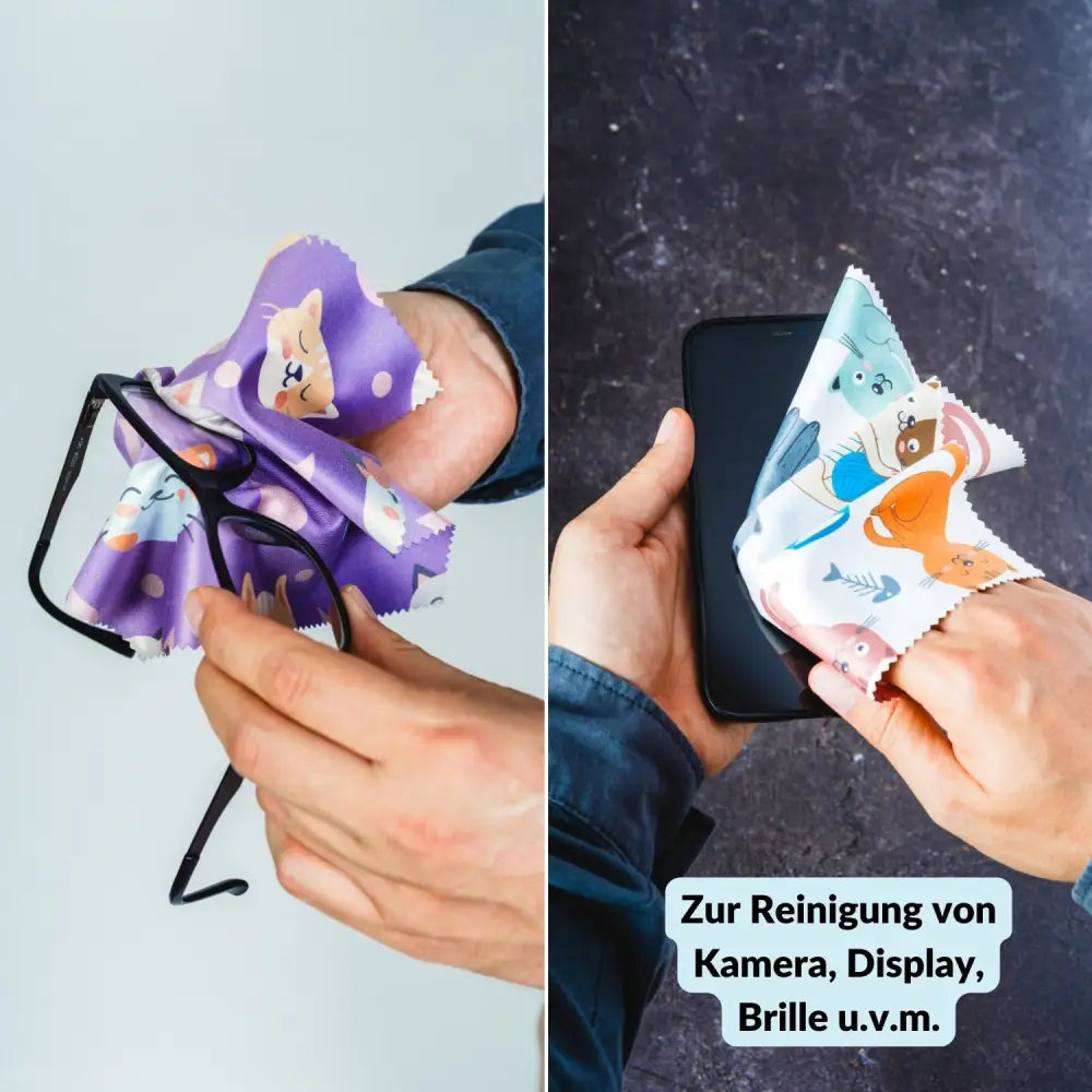 5er-Set Mikrofasertücher verschiedene Motive – fusselfrei & waschbar - Kamera & Foto > Kamerazubehör > Kamerareinigung