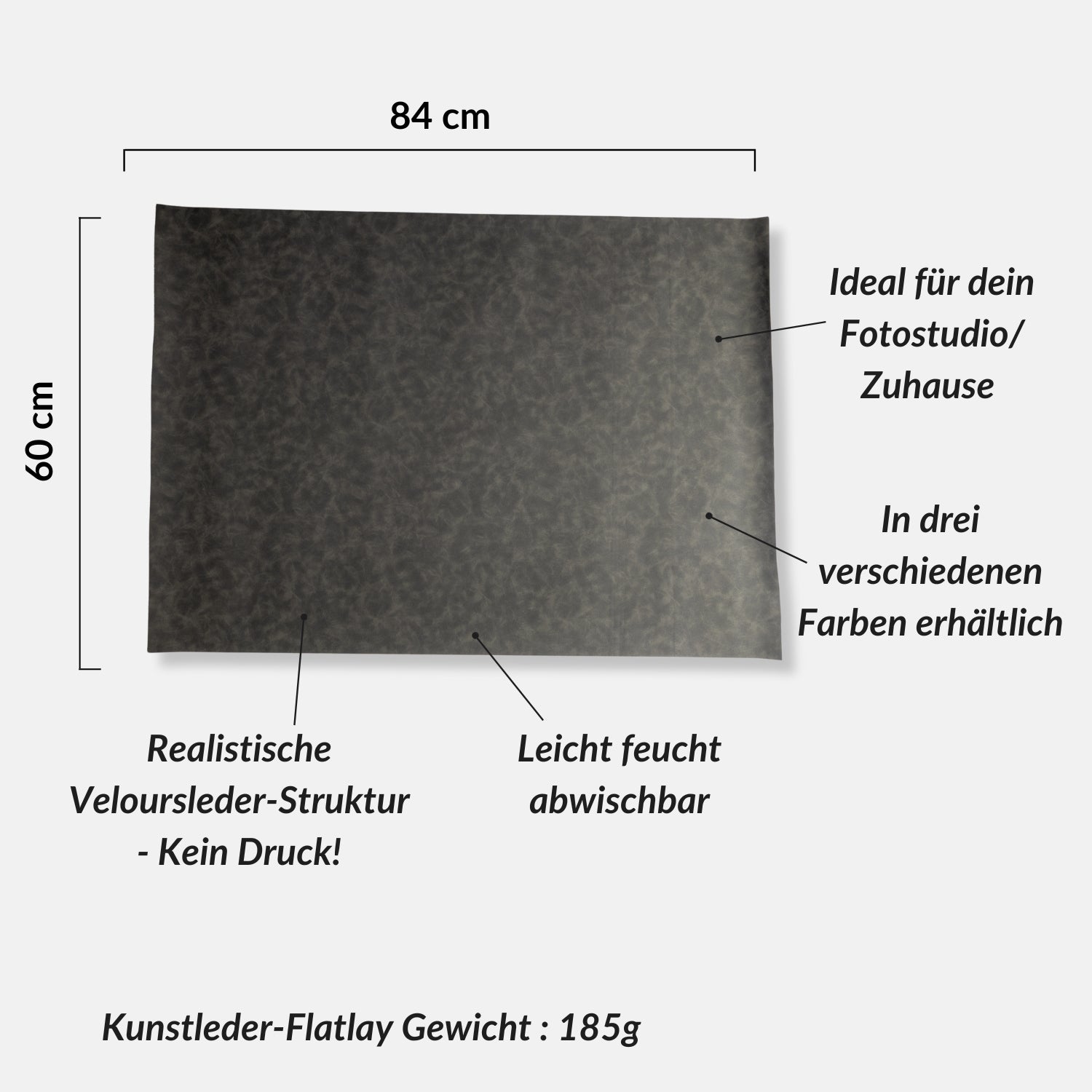 Fotohintergrund Kunstleder (Velours), 84x60 cm, für Flatlay-Fotografie