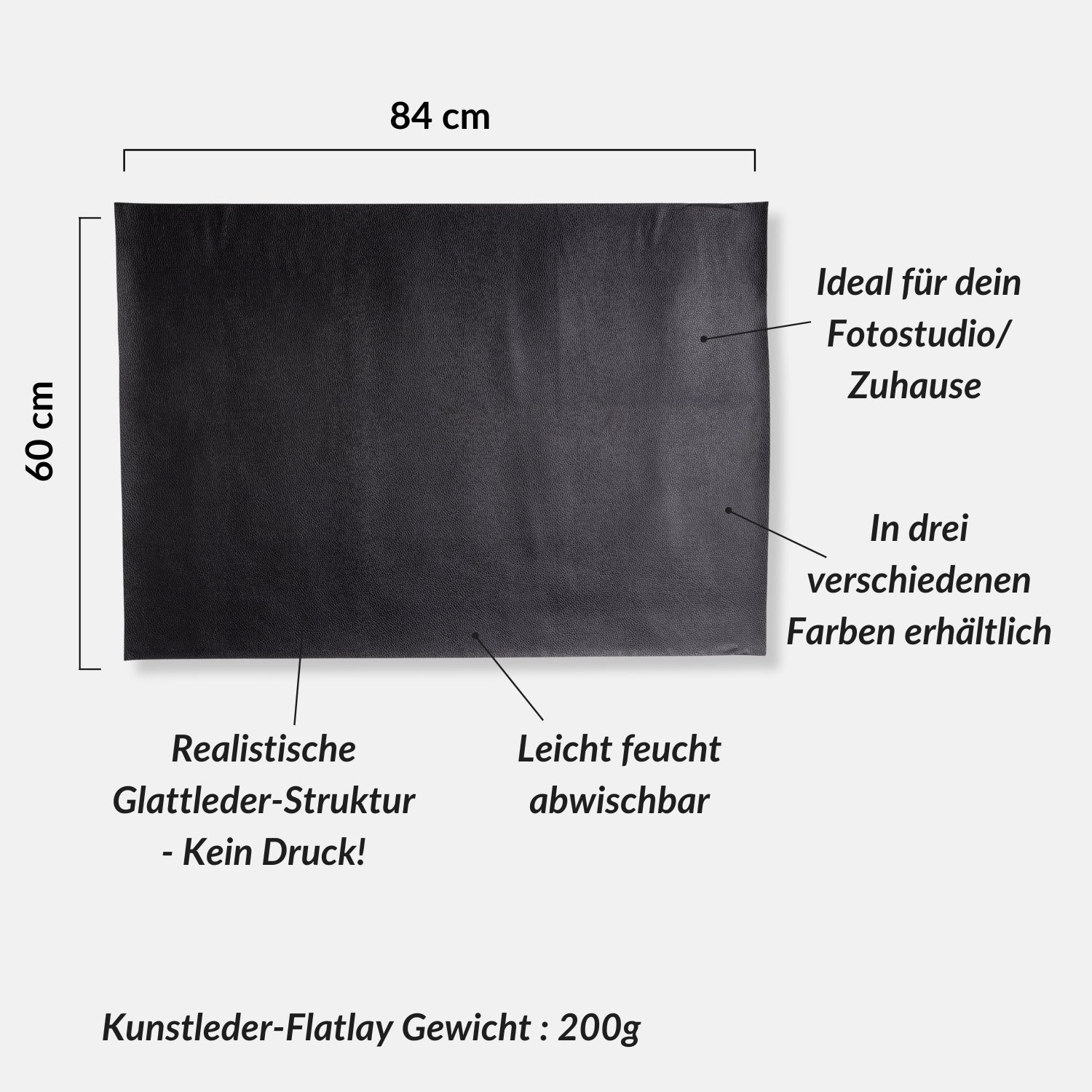 Fotohintergrund Kunstleder (natürliche Struktur), 84x60 cm, für Flatlay-Fotografie