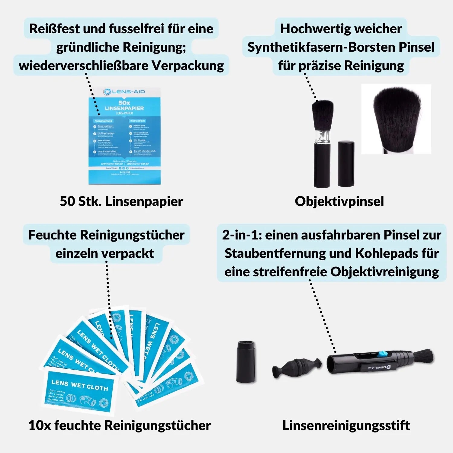 Kamera Reinigungsset 8-in-1 für Gehäuse & Objektiv - Foto > Kamerazubehör Kamerareinigung Reinigungssets