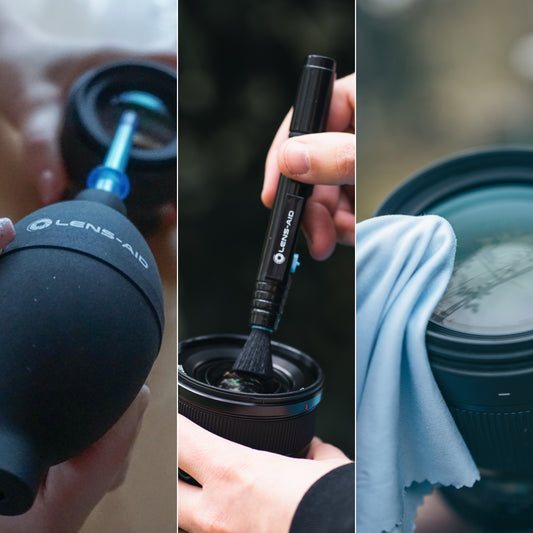 3er-Set: Blasebalg, Lens-Pen und Mikrofasertücher