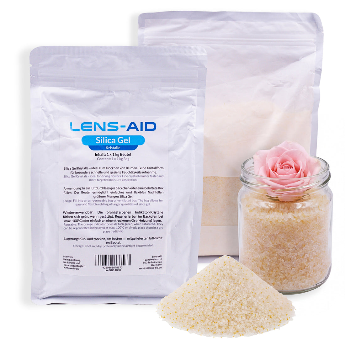 Silica Gel zum Blumen trocknen - feines Pulver mit Farbindikator