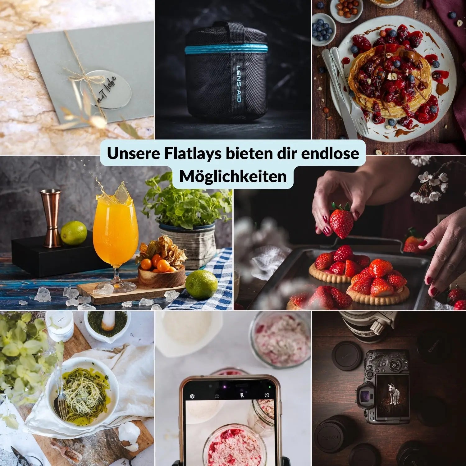 Flatlay Fotohintergrund Bundle - Das Rundumpaket für deine Studiofotos - Kamera & Foto > Fotostudio-Ausrüstung