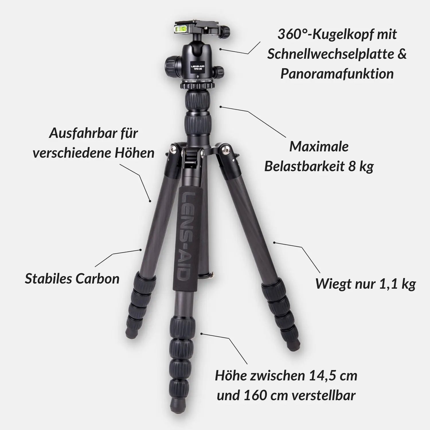 Carbon-Stativ + Auslegearm für die Studiofotografie - Kamera & Foto > Stative Einbeinstative