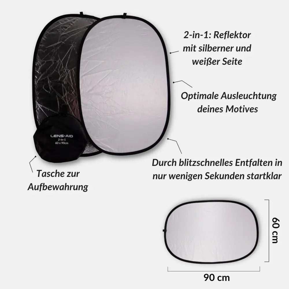 Faltreflektor (60x90cm) + Reflektorklemme im Set