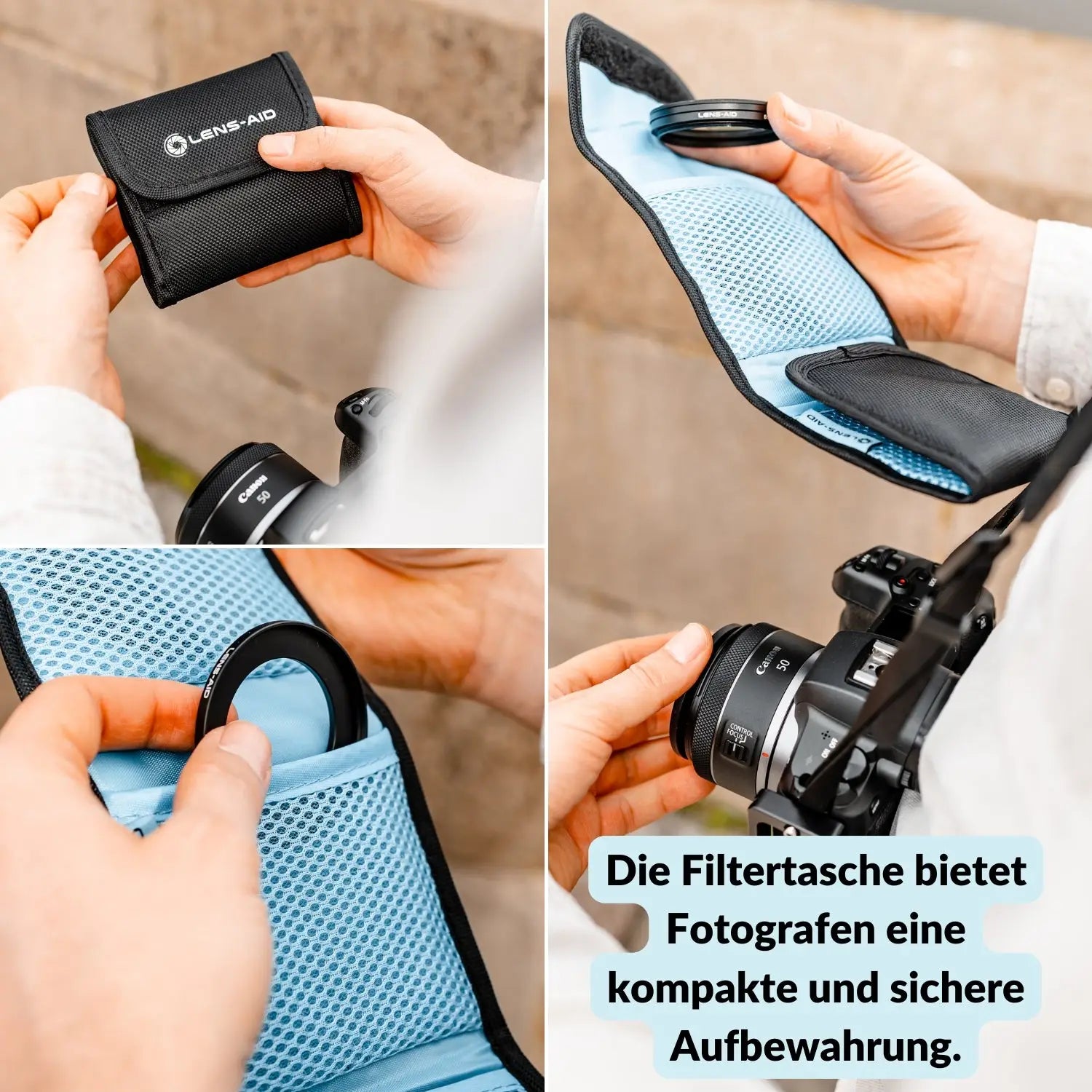 Filter pouch up to 82mm – 3 or 9 compartments for camera circular filters – Lens-Aid