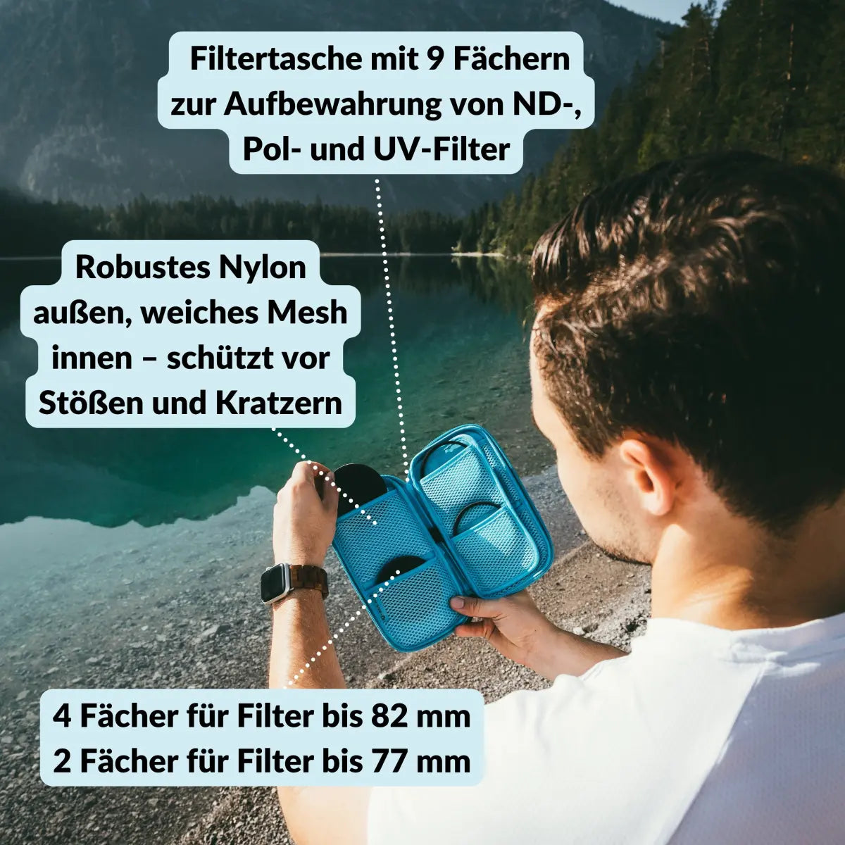 Filtertasche für Kamera-Rundfilter bis 82mm – 3 oder 9 Fächer - Kamera & Foto > Kamerazubehör > Objektivzubehör >