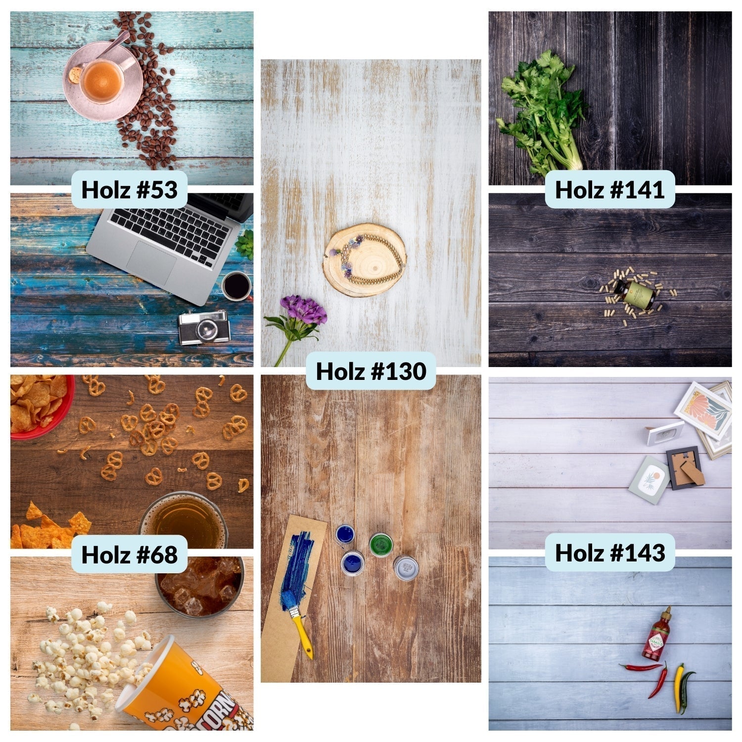 Flatlay Bestseller-Bundles: 5 Hintergründe im Sparset - Kamera & Foto > Fotostudio-Ausrüstung > Hintergründe >