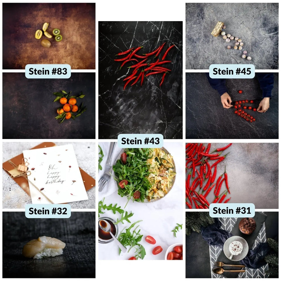 Flatlay Hintergrund Set – 5 Hintergründe mit 10 Motiven - Kamera & Foto > Fotostudio-Ausrüstung Fotohintergründe