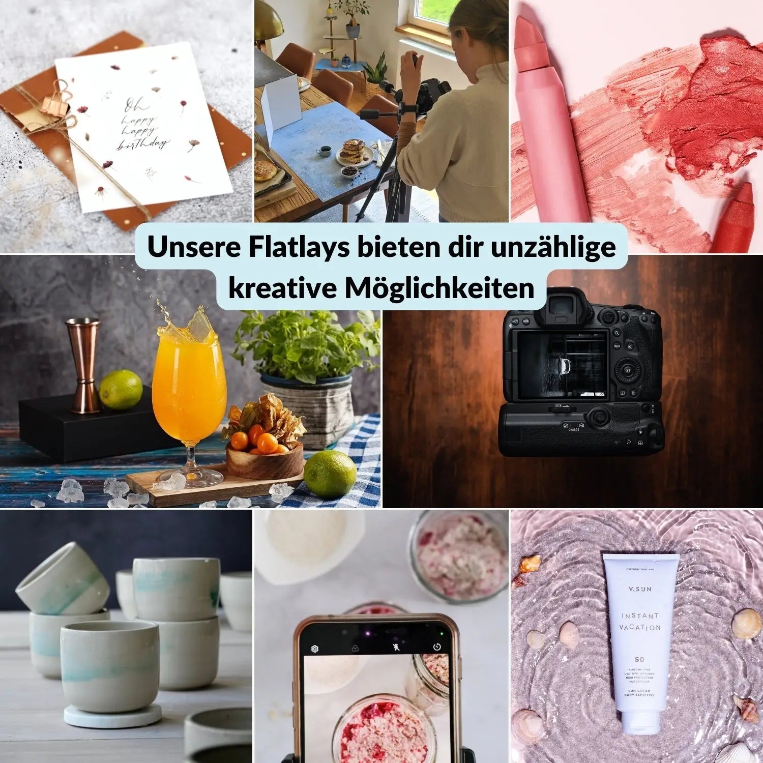 Flatlay Hintergrund Set – 5 Hintergründe mit 10 Motiven - Kamera & Foto > Fotostudio-Ausrüstung Fotohintergründe