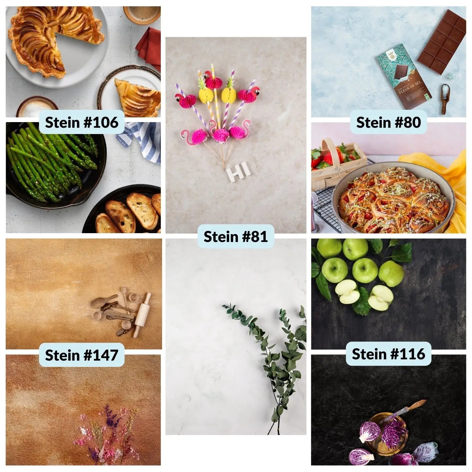 Flatlay Hintergrund Set – 5 Hintergründe mit 10 Motiven - Kamera & Foto > Fotostudio-Ausrüstung Fotohintergründe