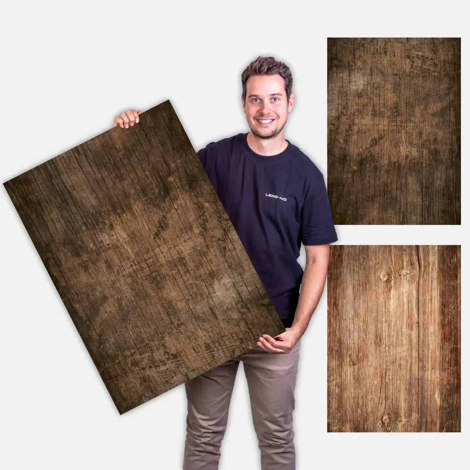 Flatlay Hintergrund - Auslaufmodelle - 84×60 cm doppelseitig - Holz 67 - Kamera & Foto > Fotostudio-Ausrüstung