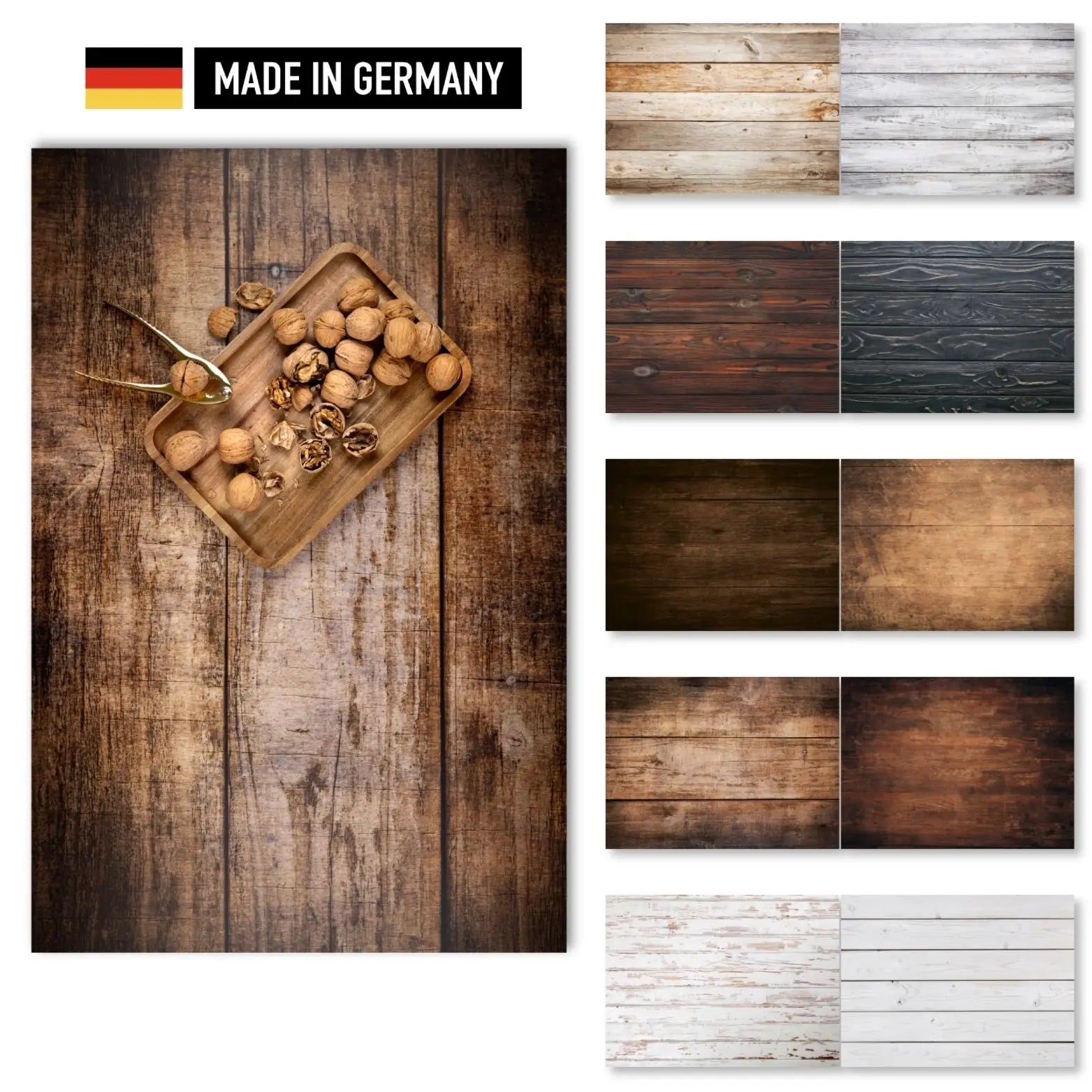 Flatlay Hintergrund Set – 5 Hintergründe mit 10 Motiven - Holz I - Kamera & Foto > Fotostudio-Ausrüstung