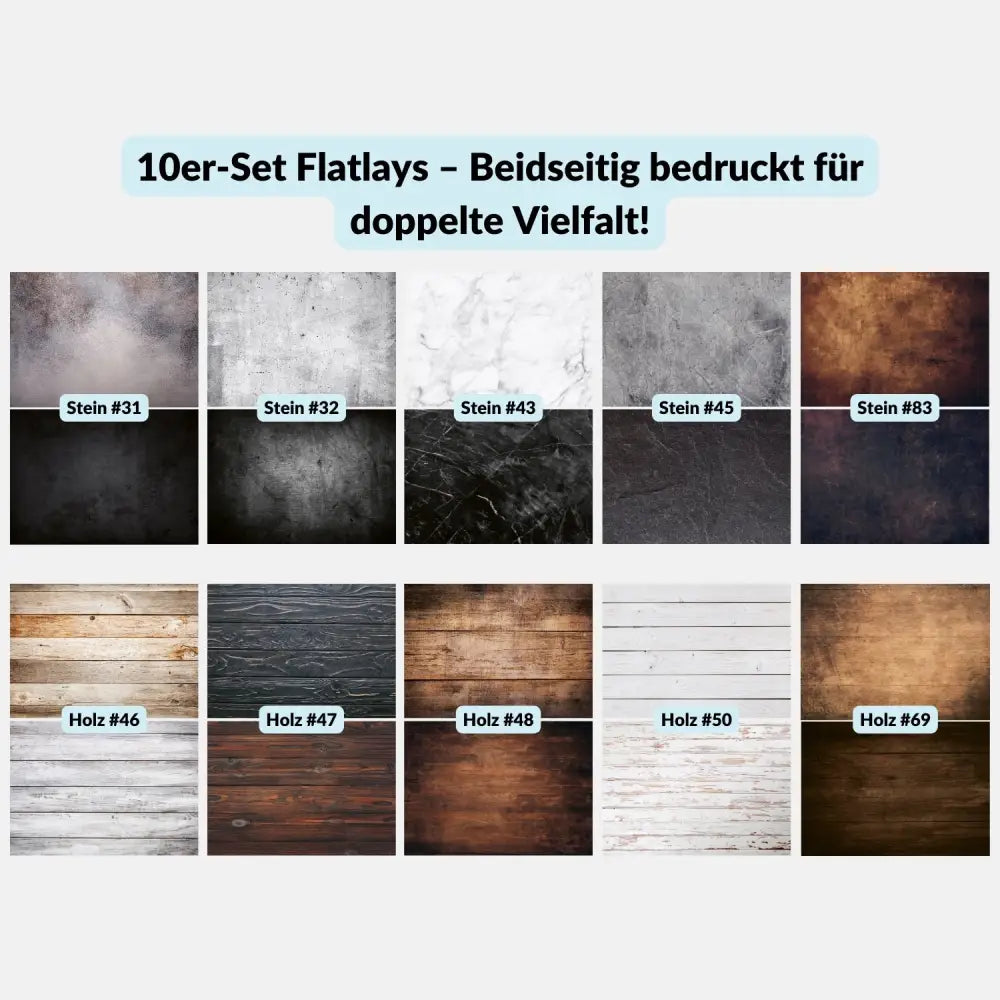 Fotohintergrund 10er-Set Holz/Stein mit Aufbewahrungsmappe - Kamera & Foto > Fotostudio-Ausrüstung > Hintergründe >
