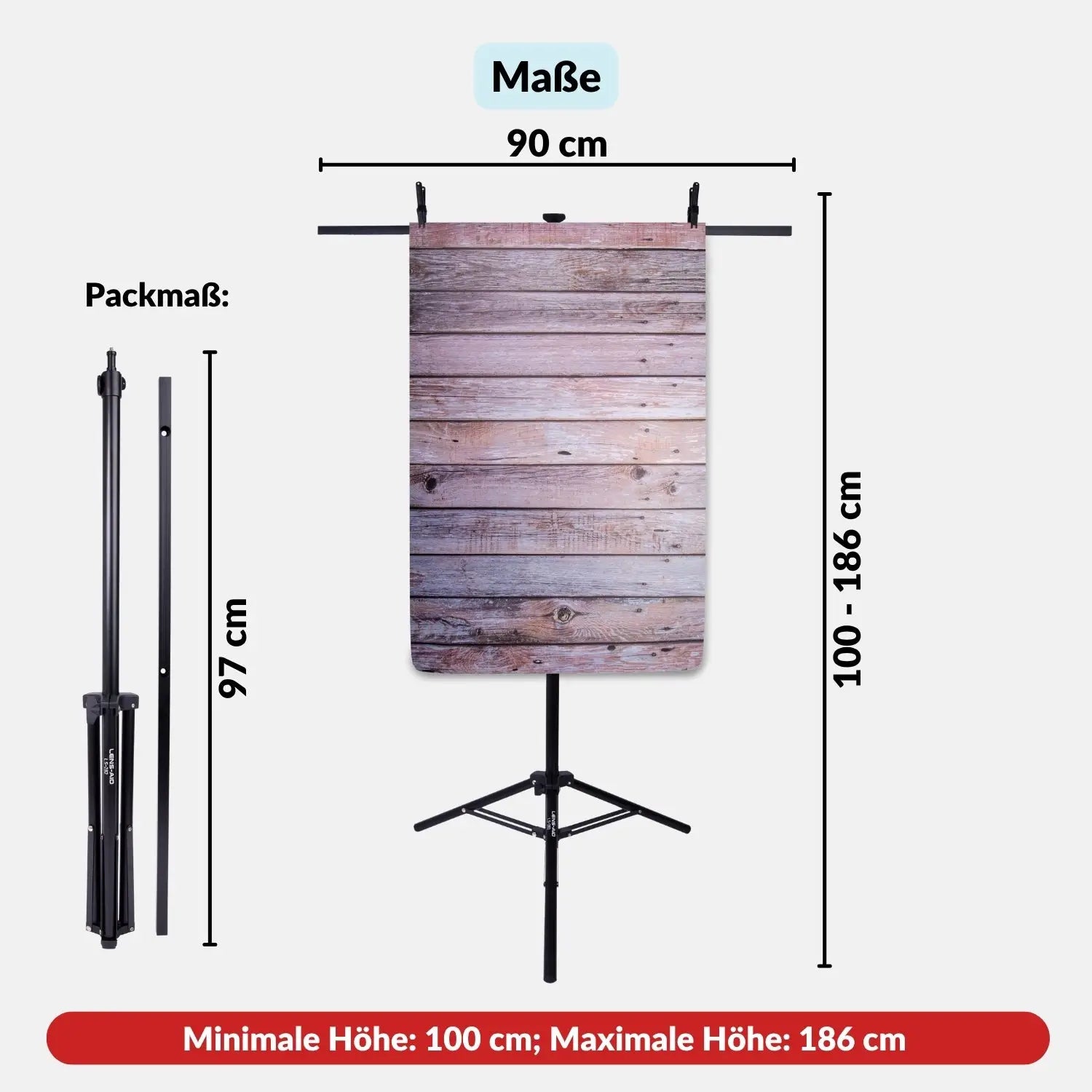 Fotohintergrund Halterung 100–186 cm für Studio & Flatlay-Fotografie - Kamera Foto > Fotostudio-Ausrüstung Hintergründe