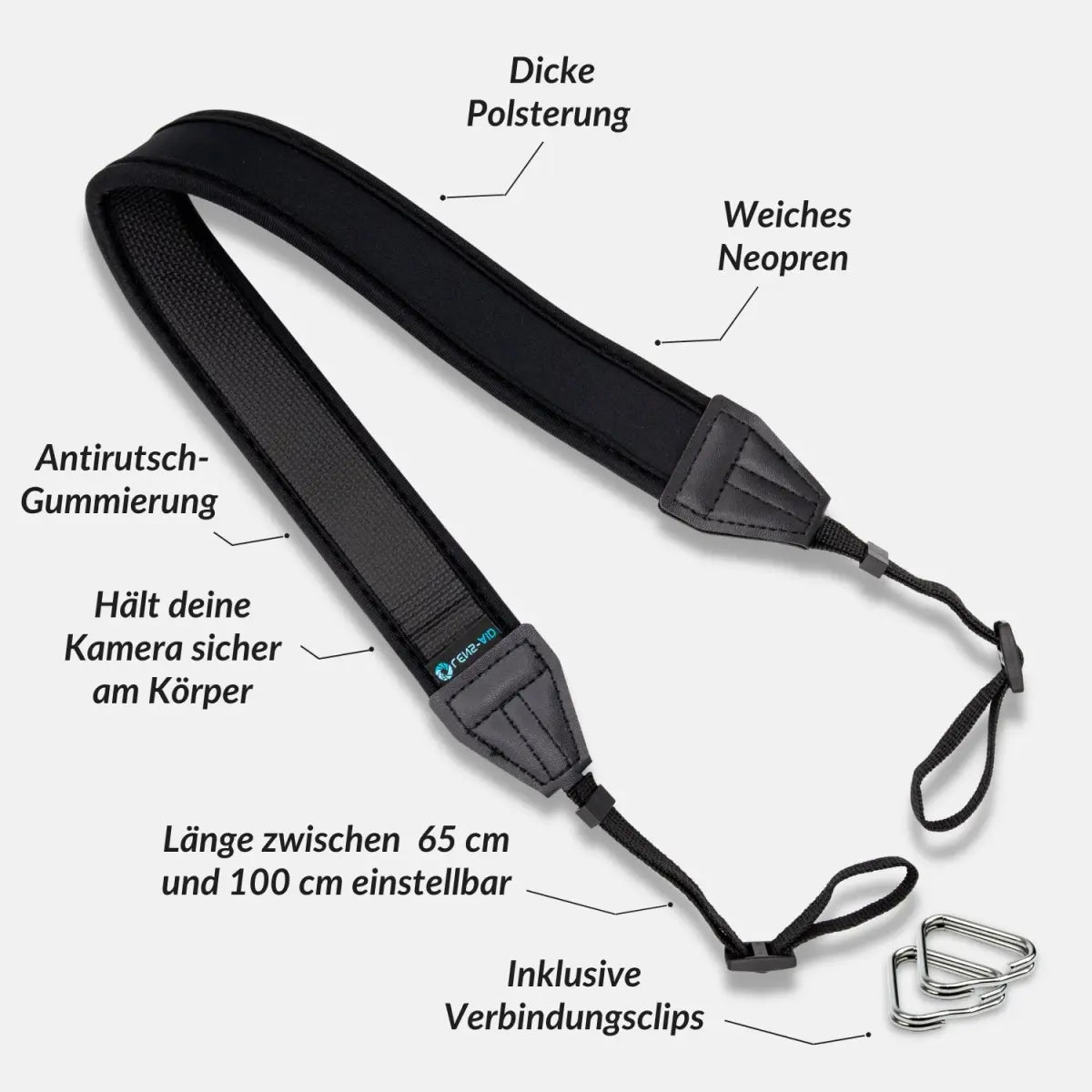 Gepolsterter Neopren-Kameragurt für deine Canon, Nikon oder Sony