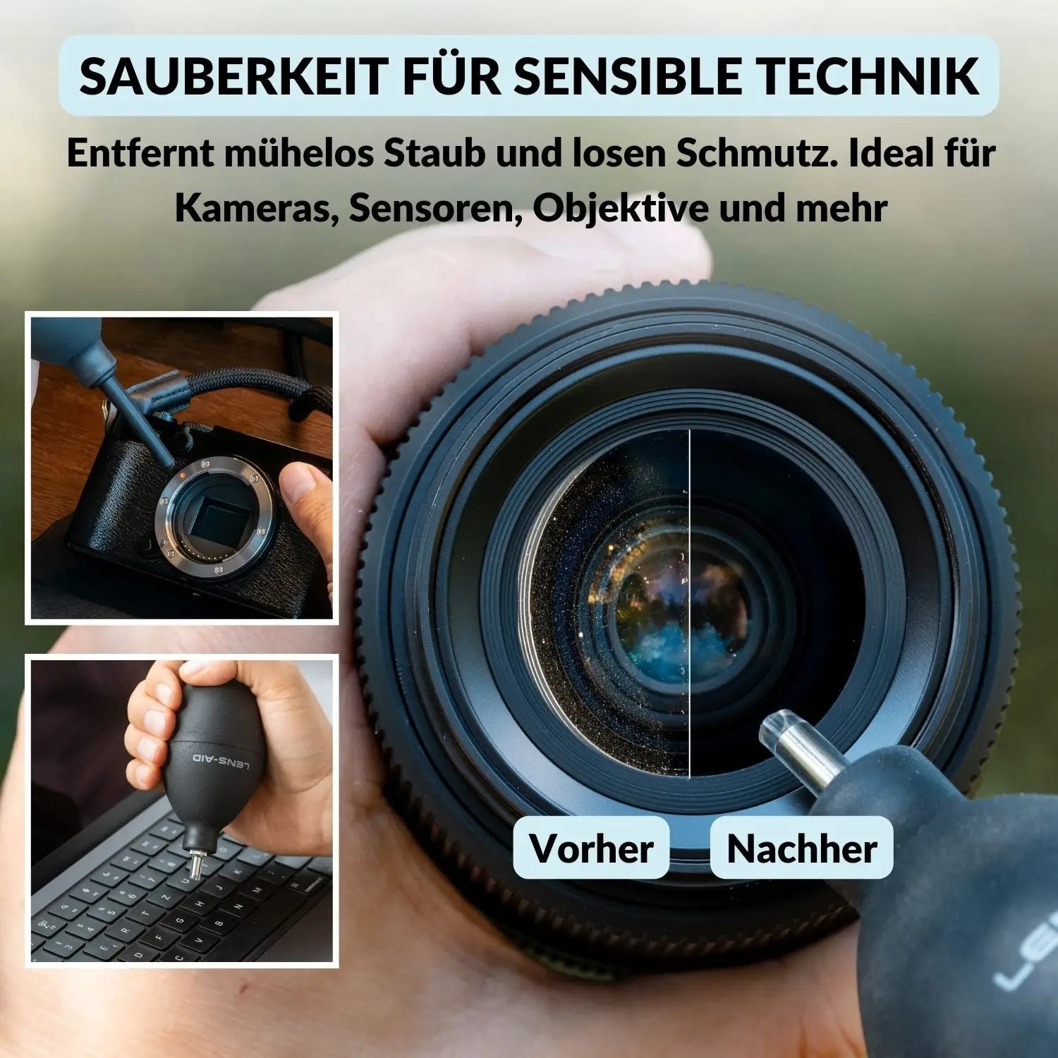 Großer Power Blasebalg mit 2 Düsen für Kamera & Objektiv - Foto > Kamerazubehör Kamerareinigung Reinigungszubehör