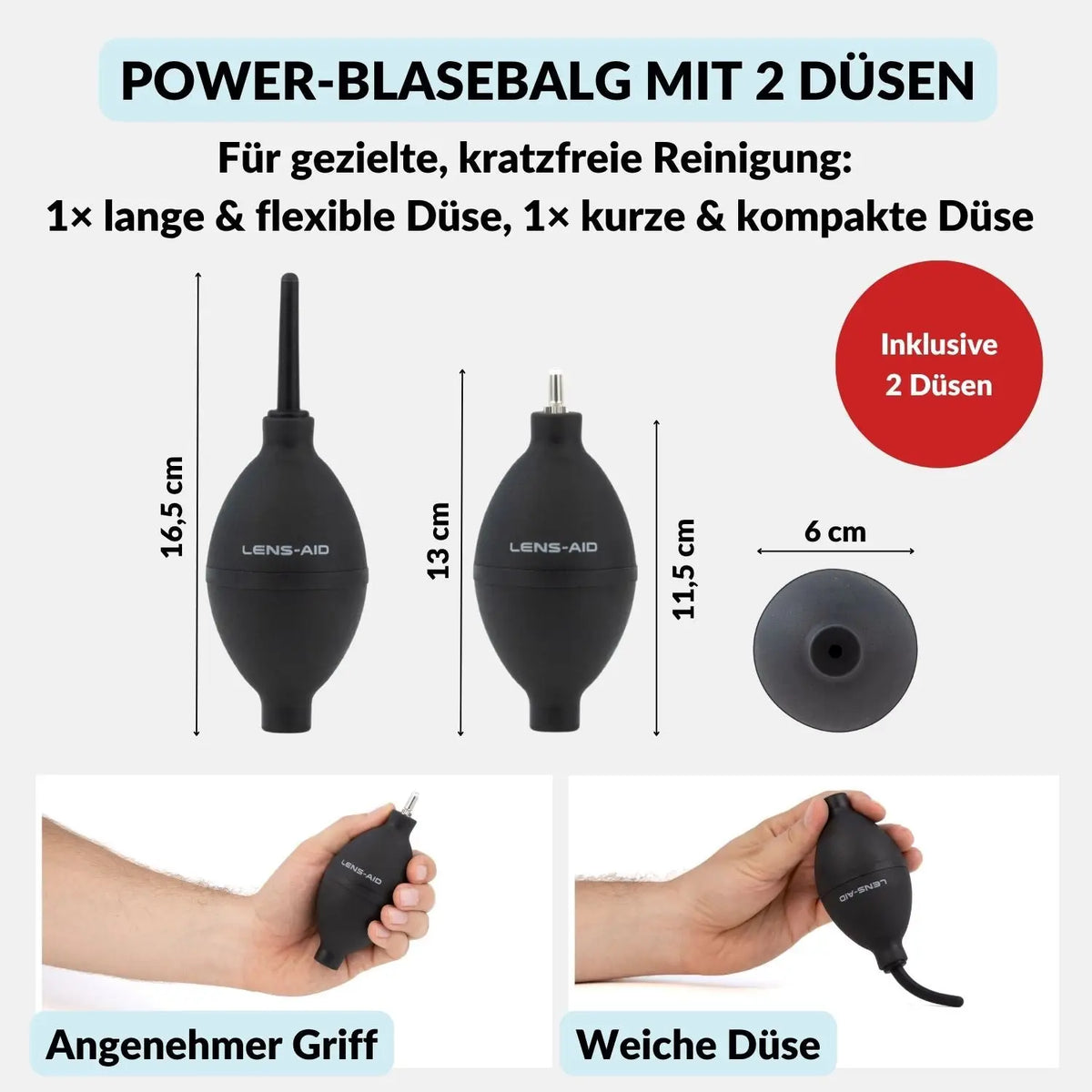 Großer Power Blasebalg mit 2 Düsen für Kamera & Objektiv - Foto > Kamerazubehör Kamerareinigung Reinigungszubehör