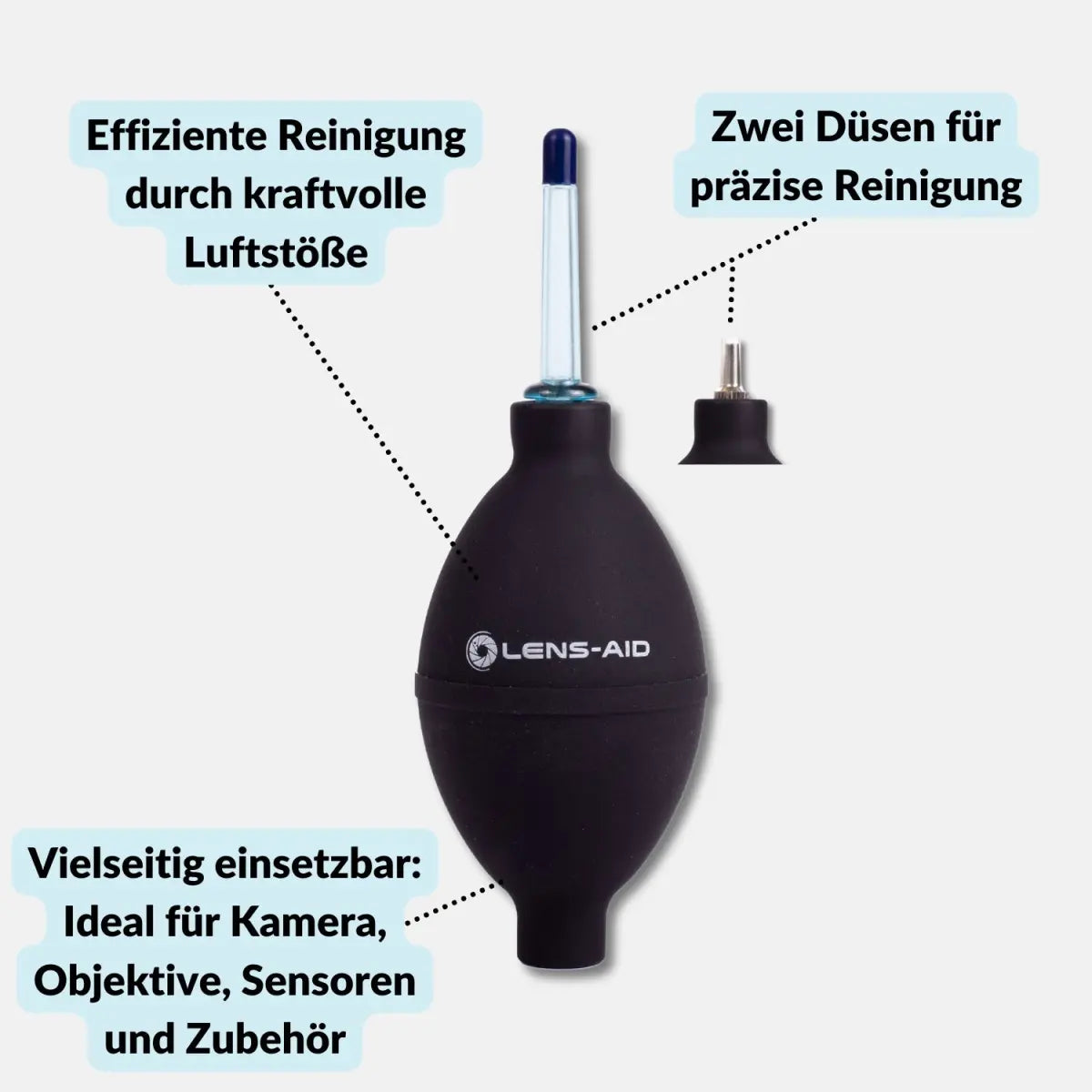 Großer Power Blasebalg mit zwei Düsen für Kamera und Objektive - Kamera & Foto > Kamerazubehör > Kamerareinigung >