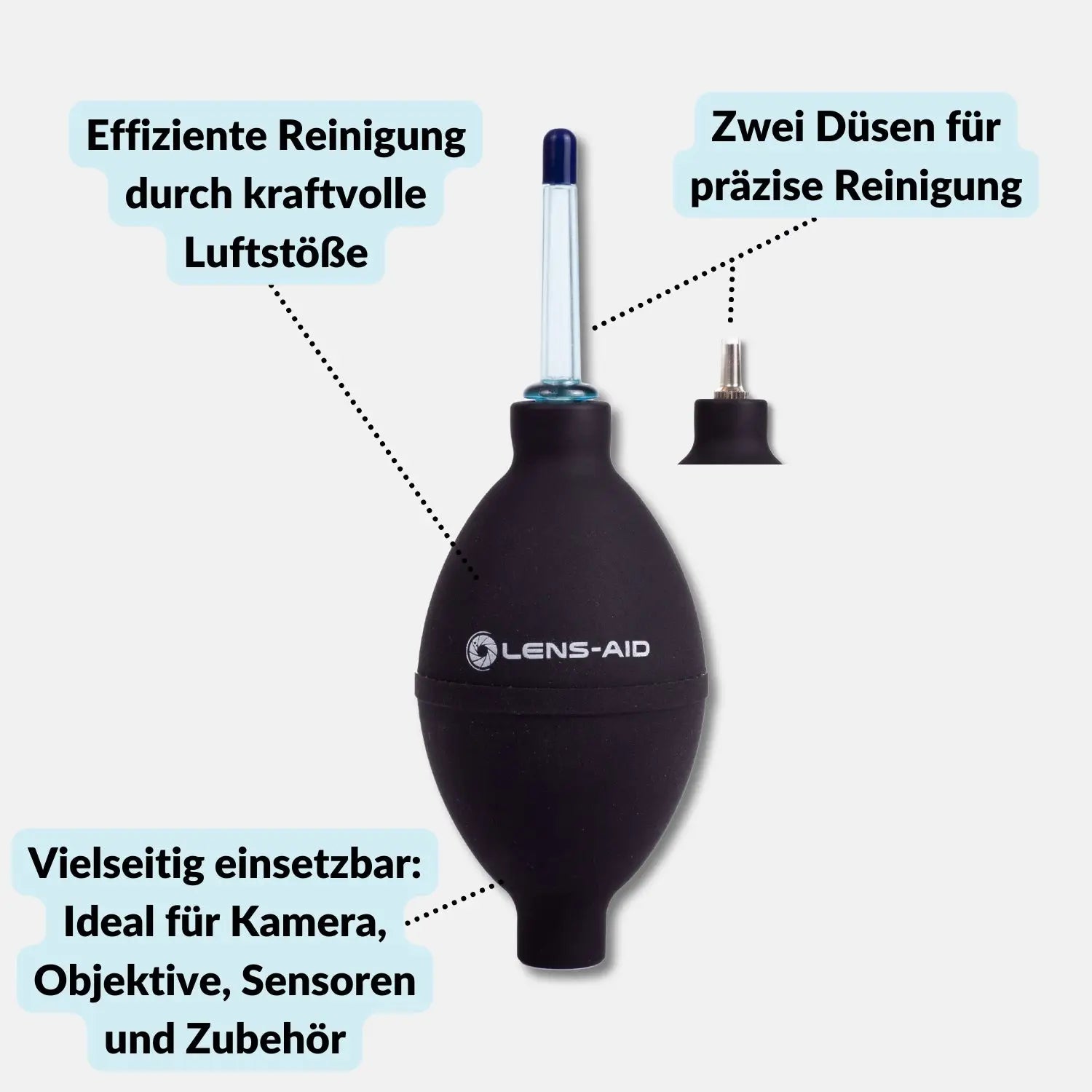 Großer Power Blasebalg mit 2 Düsen für Kamera & Objektiv - Foto > Kamerazubehör Kamerareinigung Reinigungszubehör