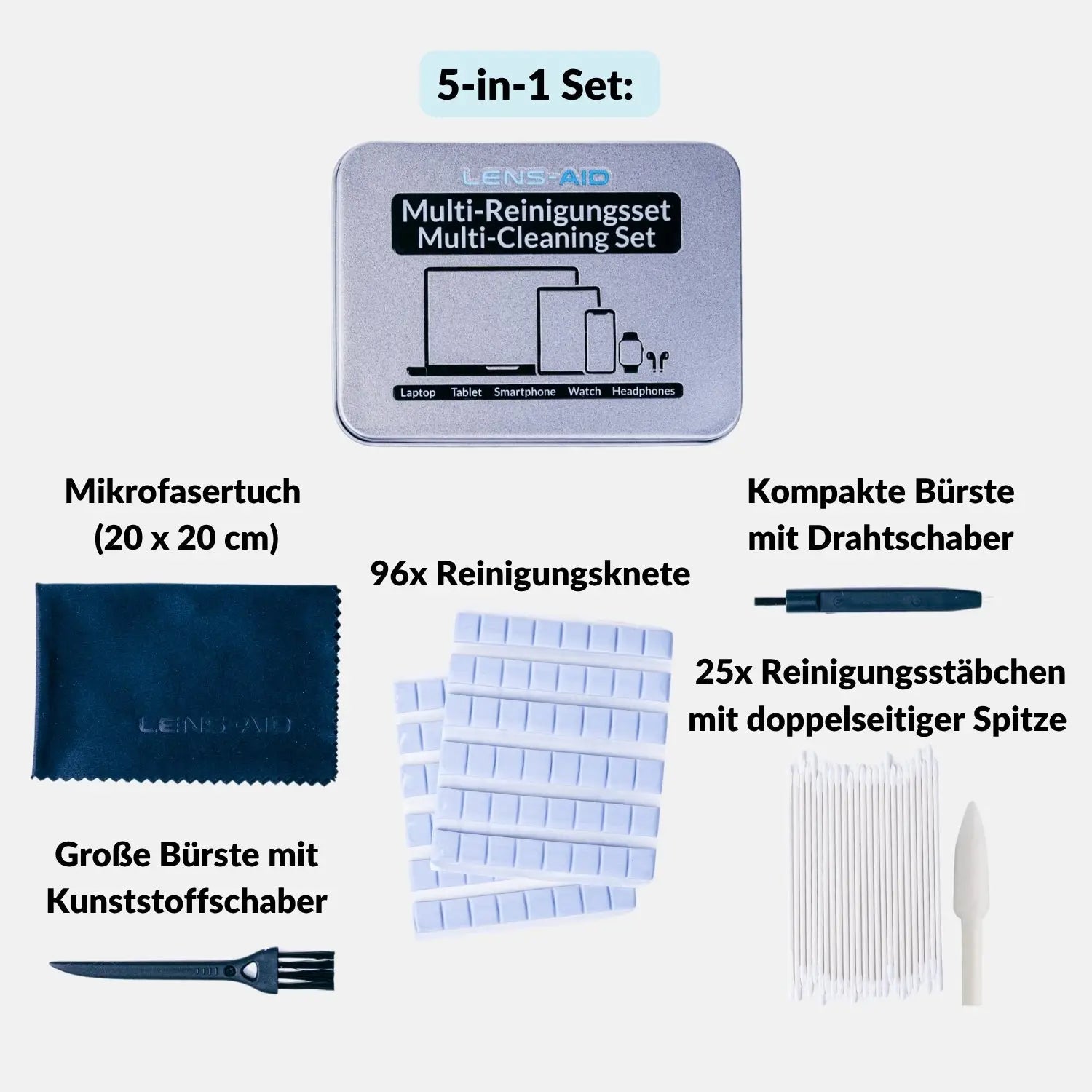 Handy Reinigungsset inkl. Reinigungsknete für USB-C Anschluss Kopfhörer Tastatur etc. - Elektronik > Elektronikzubehör