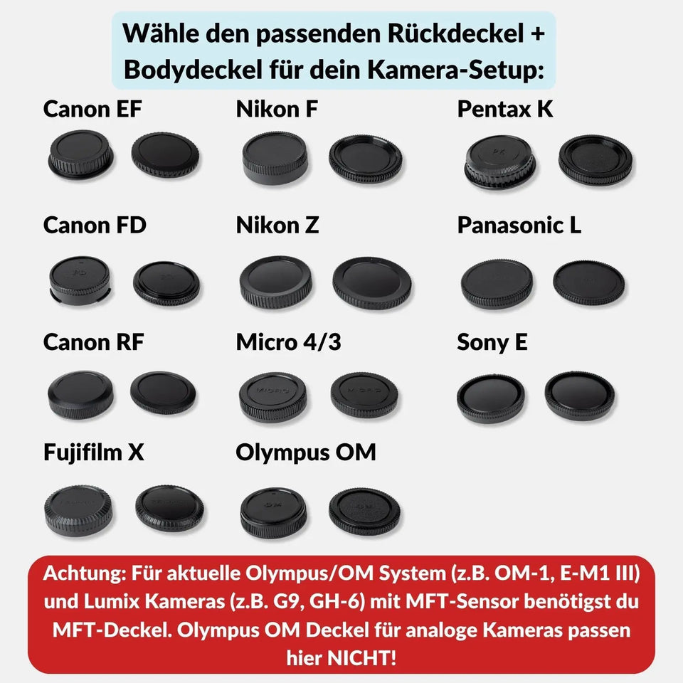 Kamera-Gehäuse & Objektivrückdeckel Set für Sony Canon Nikon Fujifilm mehr - Kamera Foto > Kamerazubehör