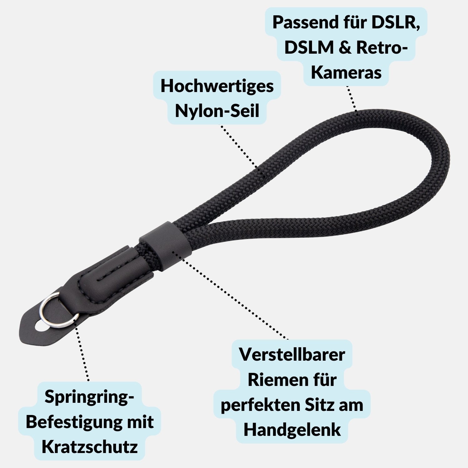 Kamera Handschlaufe in Seil-Optik fürs Handgelenk - Kamera & Foto > Kamerazubehör > Kameragurte > Kamera-Handschlaufen