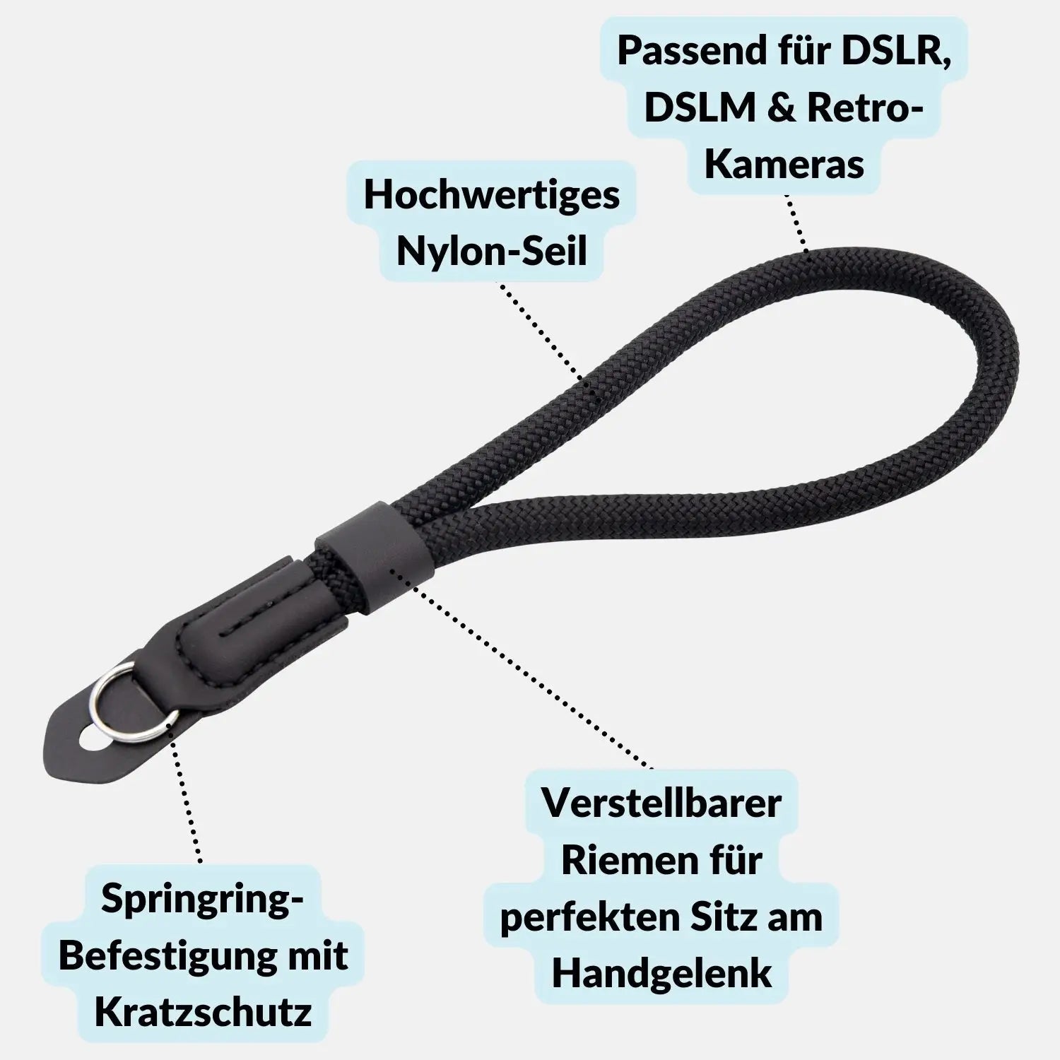 Kamera Handschlaufe in Seil-Optik fürs Handgelenk - & Foto > Kamerazubehör Kameragurte Kamera-Handschlaufen