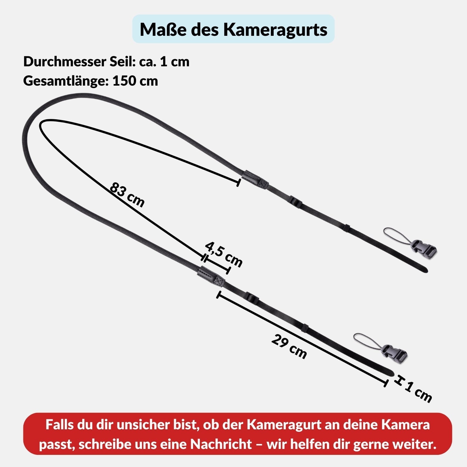 Kamera-Seilgurt ohne Ring für zu kleine oder schmale Ösen - Kamera & Foto > Kamerazubehör > Kameragurte