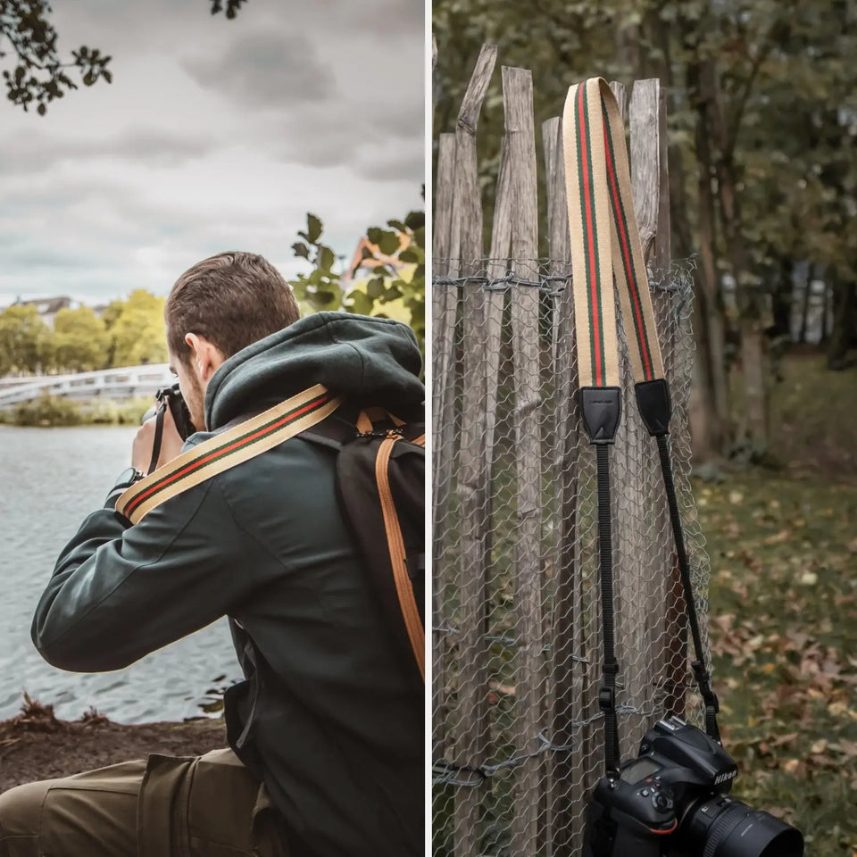 Kameragurt aus Leinen im Streifen-Design 80–120 cm - Kamera & Foto > Kamerazubehör Kameragurte