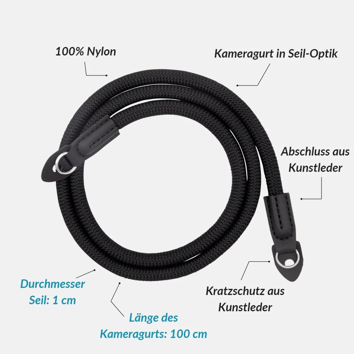 Kameragurt in Seil-Optik für Canon, Nikon, Sony uvm.