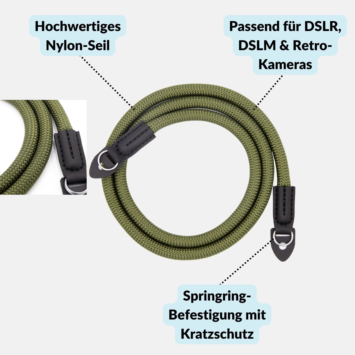Kameragurt in Seil-Optik für Canon Nikon Sony uvm. - Kamera & Foto > Kamerazubehör > Kameragurte