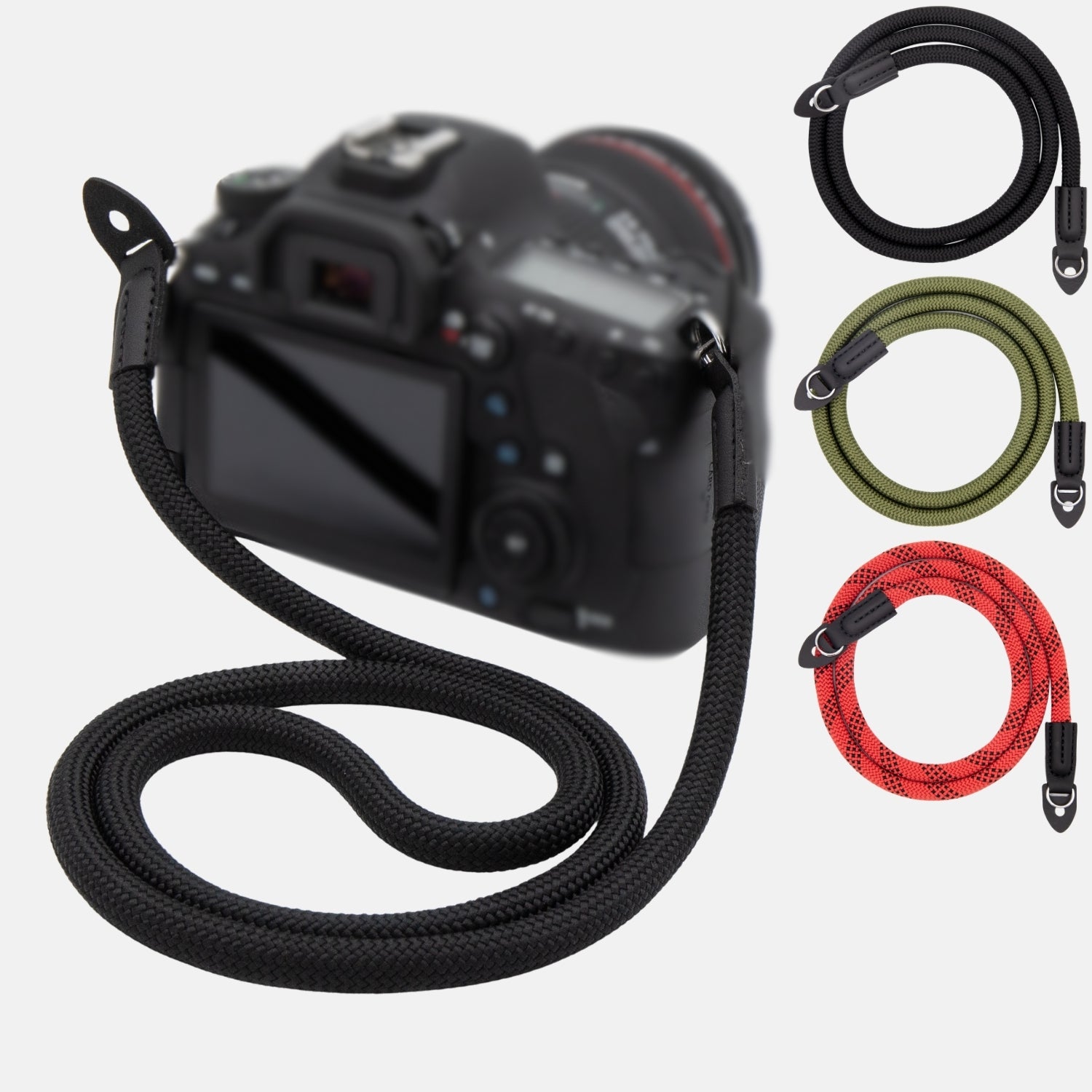 Kameragurt in Seil-Optik für Canon Nikon Sony uvm. - Schwarz - Kamera & Foto > Kamerazubehör > Kameragurte